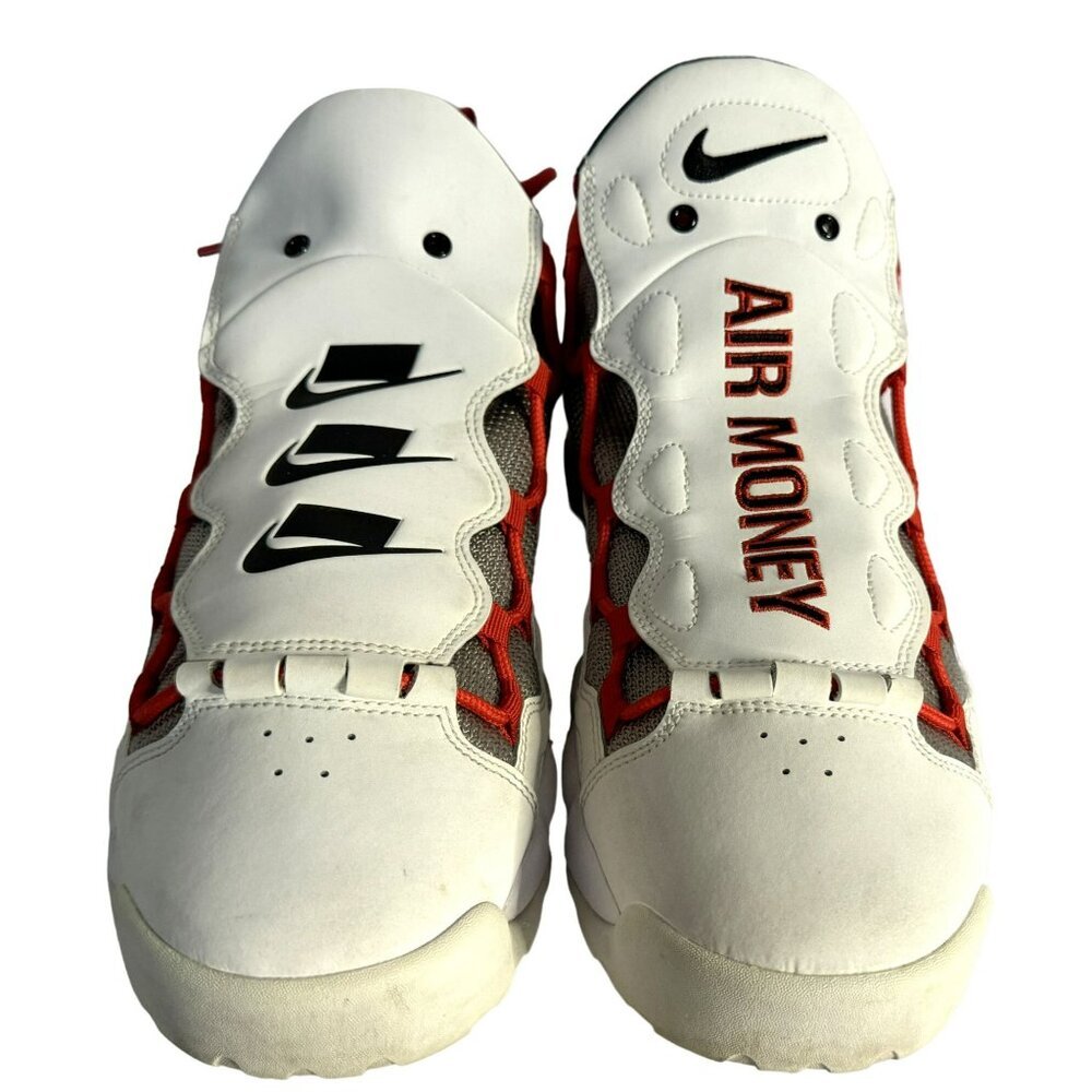 2018 Nike Air More Money White/Habanero Red/Atmosphere Grey Mesh Shoes Sz 10.5 - Picture 9 of 11